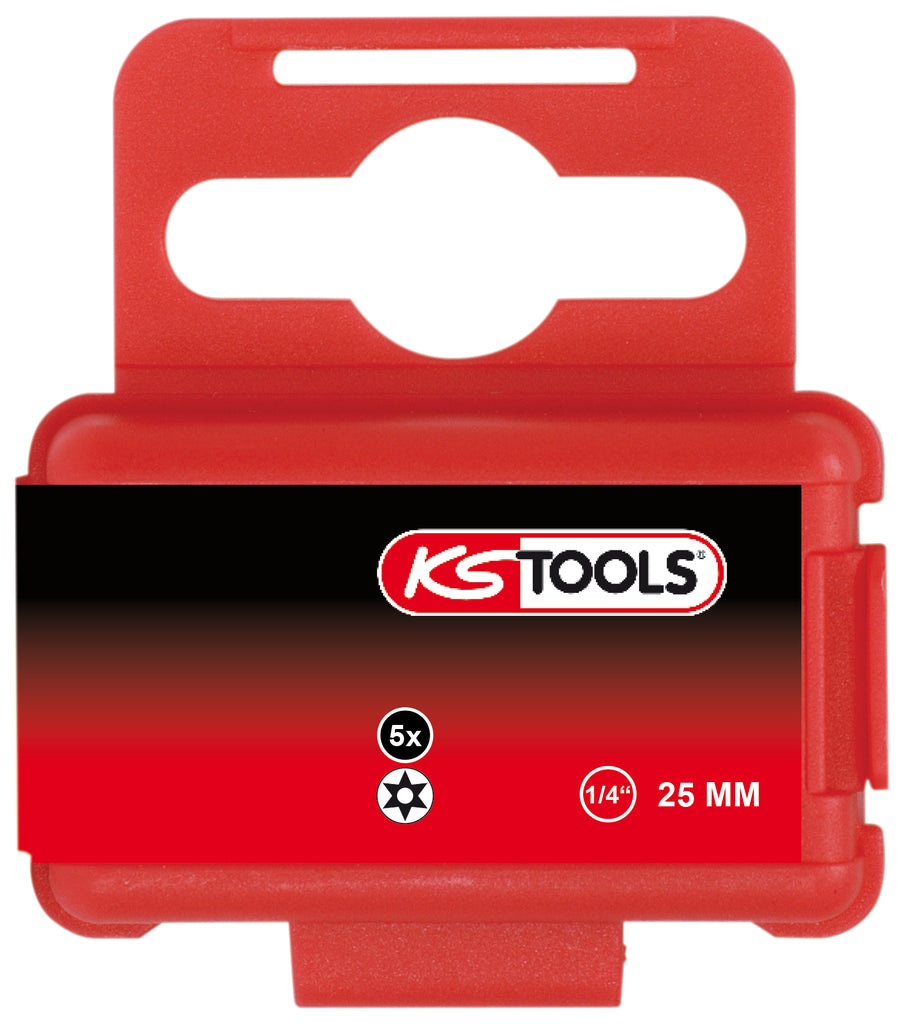 KS TOOLS 1/4" Bit Torx, Bohrung, 25mm, TB15, 5er Pack ( 911.2286 ) - Toolbrothers