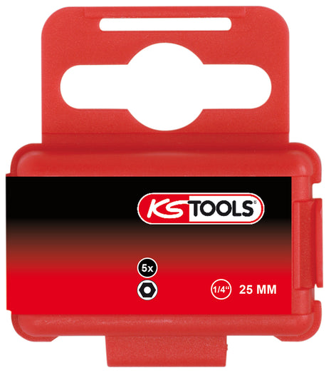 KS TOOLS 1/4" Bit Innensechskant,Bohrung,25mm,4mm,5er Pack ( 911.2944 ) - Toolbrothers