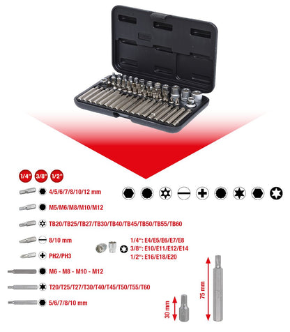 KS TOOLS 1/4"+3/8"+1/2" Torx-Steckschlüssel- und Bit-Satz, 57-tlg ( 911.4305 ) - Toolbrothers