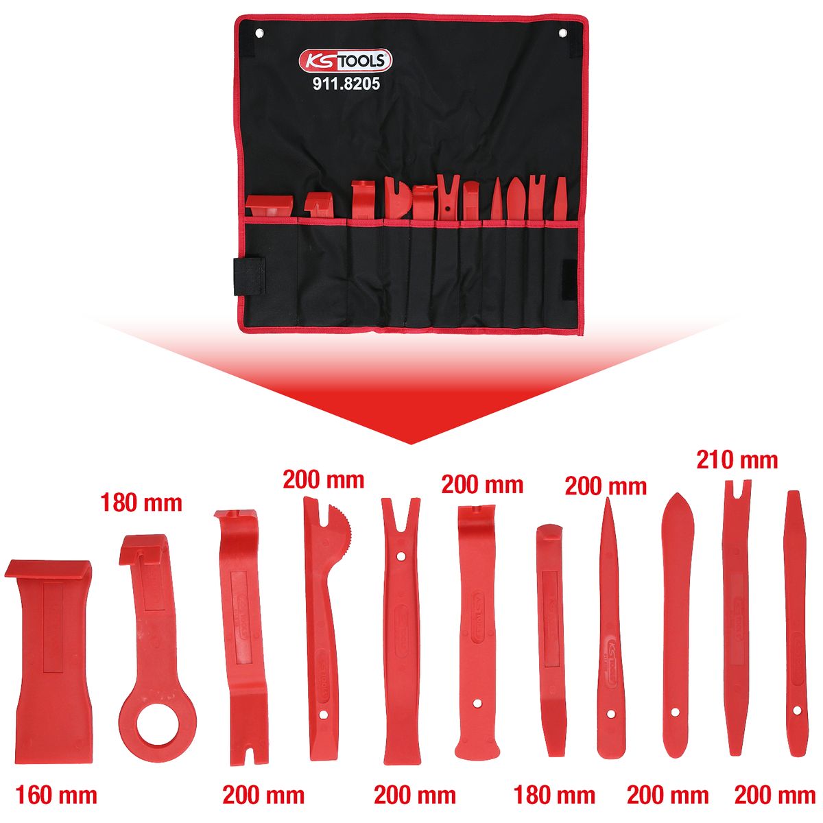 KS TOOLS MASTER Kunststoffkeil-Satz, 11-tlg ( 911.8205 ) - Toolbrothers