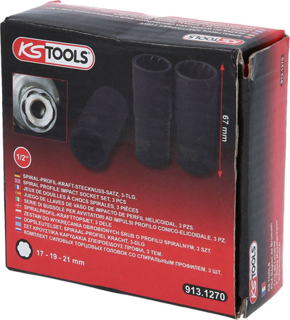 KS TOOLS 1/2" Spiral-Profil-Kraft-Stecknuss-Satz, 3-tlg,17-21mm ( 913.1270 ) - Toolbrothers