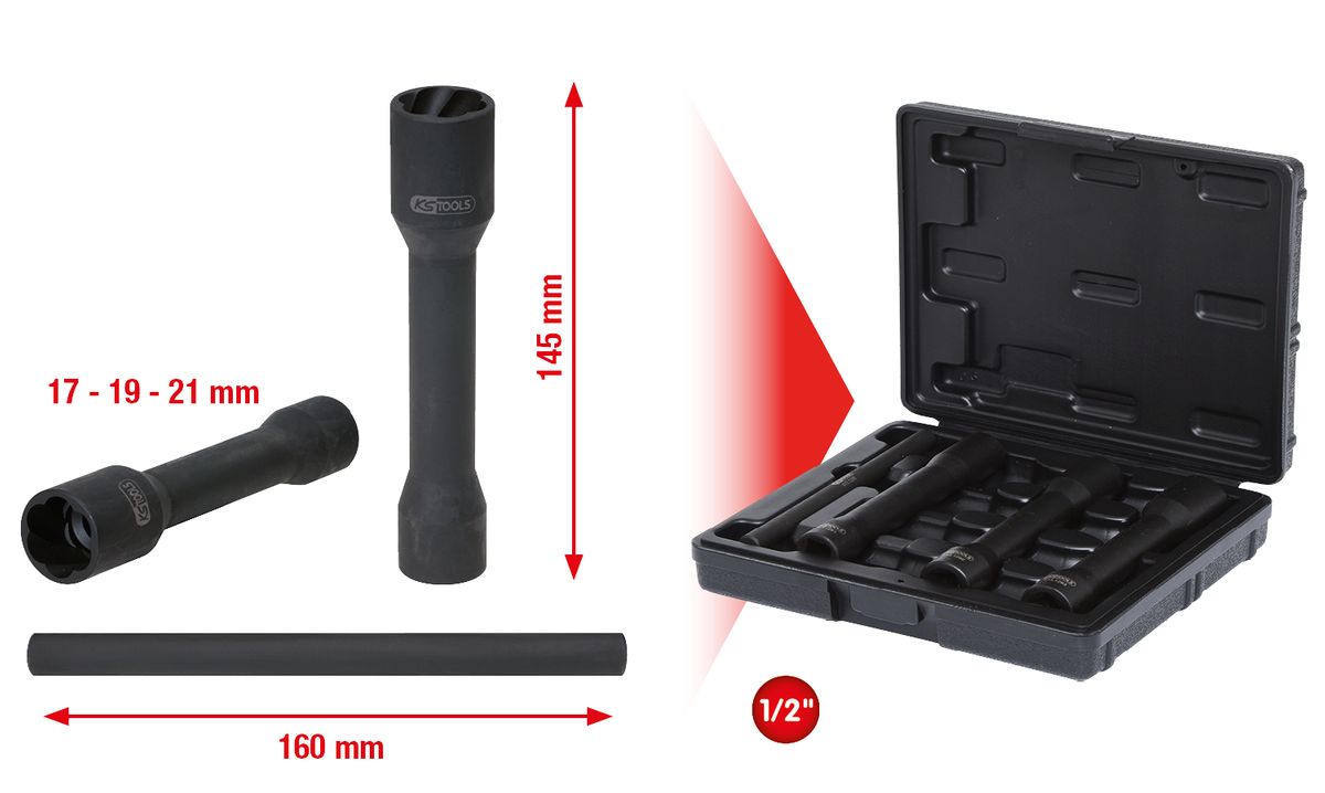 KS TOOLS 1/2" Spiral-Profil-Kraft-Stecknuss-Satz, XL, 4-tlg, 17-21mm ( 913.1290 ) - Toolbrothers