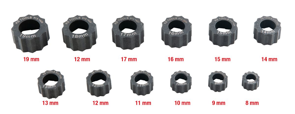 KS TOOLS Spezial-Muttern-Ausdreher-Satz, 12-tlg ( 913.1415 ) - Toolbrothers