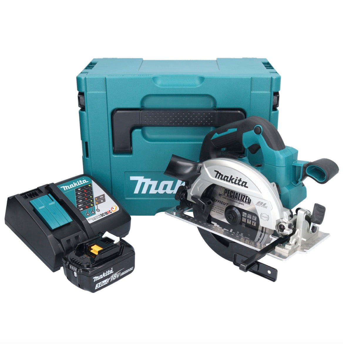 Makita DHS 661 RF1JU Akku Handkreissäge 18 V 165 mm Brushless + 1x Akku 3,0 Ah + Ladegerät + Makpac - Toolbrothers