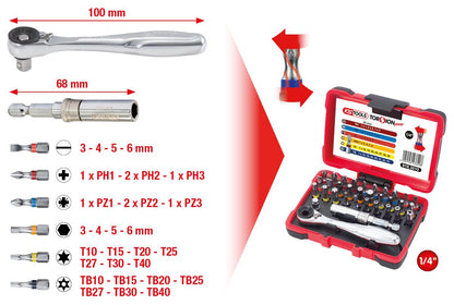 KS TOOLS 1/4" TORSIONpower Bit-Box, 32-tlg ( 918.3010 ) - Toolbrothers