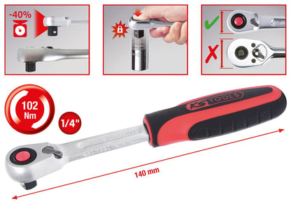 KS TOOLS 1/4" SlimPOWER Umschaltknarre,72 Zahn ( 920.1490 ) - Toolbrothers