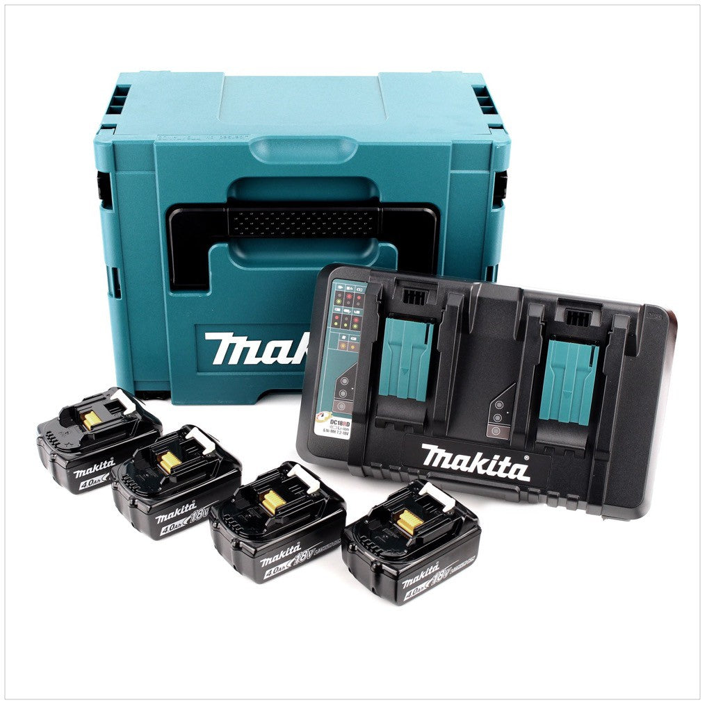 Makita DLX 2084 PMJ 18 V - Set: DHP 456 + DHS 710 + 4 x 4,0 Ah Akku + DC18RD Ladegerät in 3 x Makpac - Toolbrothers