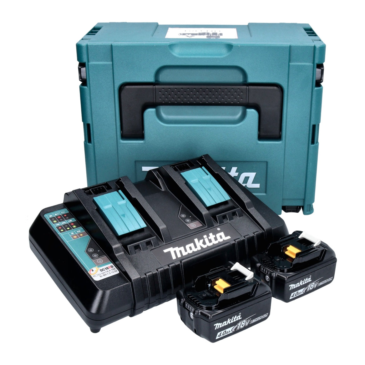 Makita Power Source Kit 18 V mit 2x BL 1840 B Akku 4,0 Ah ( 2x 197265-4 ) + DC 18 RD Doppelladegerät ( 196933-6 ) + Makpac - Toolbrothers