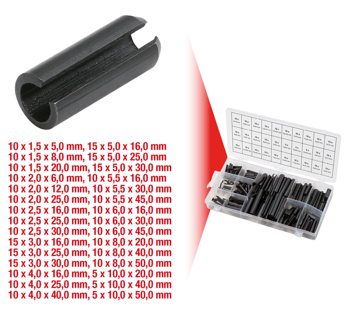 KS TOOLS Sortiment Hohlspannstifte, 315-tlg ( 970.0020 ) - Toolbrothers