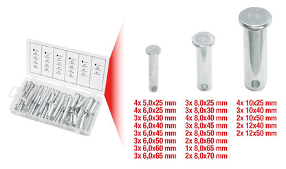 KS TOOLS Sortiment Sicherungsbolzen, Ø 5-12mm, 21 Größen, 60-tlg ( 970.0210 ) - Toolbrothers