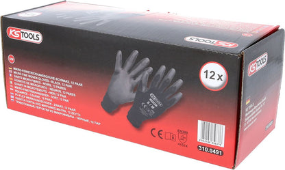 KS TOOLS Mikro-Feinstrickhandschuhe-schwarz, 8, 12 Paar ( 310.0491 ) - Toolbrothers