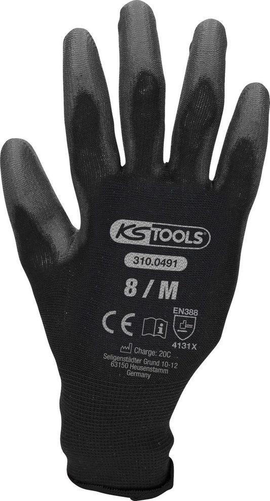 KS TOOLS Mikro-Feinstrickhandschuhe-schwarz, 8, 12 Paar ( 310.0491 ) - Toolbrothers