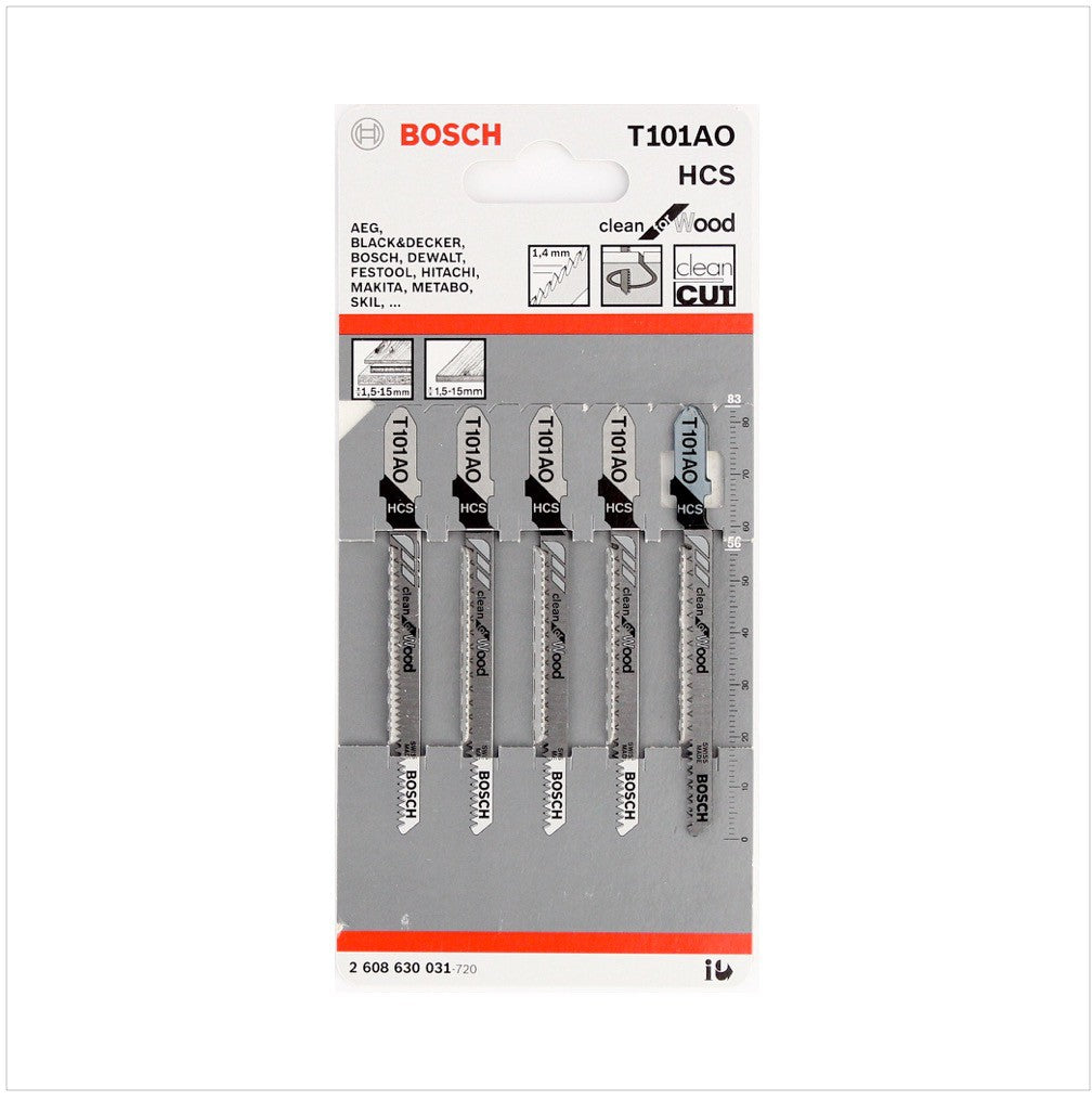 Bosch T 101 AO Stichsägeblätter Clean for Wood 5 Stk. 83 mm ( 2608630031 ) - Toolbrothers