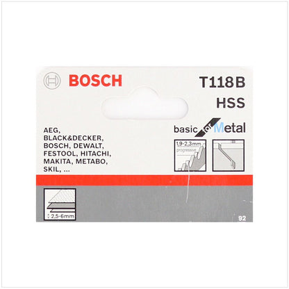 Bosch T 118 B Stichsägeblätter Basic for Metal 5 Stk. 92 mm ( 2608631014 ) - Toolbrothers