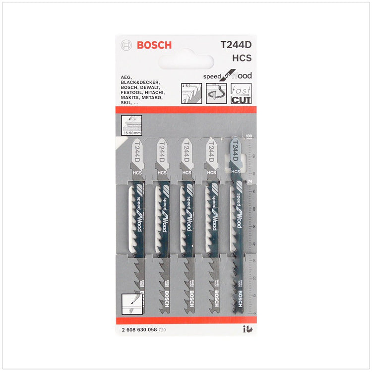 Bosch T 244 D Stichsägeblätter Speed for Wood 5 Stk. 100 mm ( 2608630058 ) - Toolbrothers