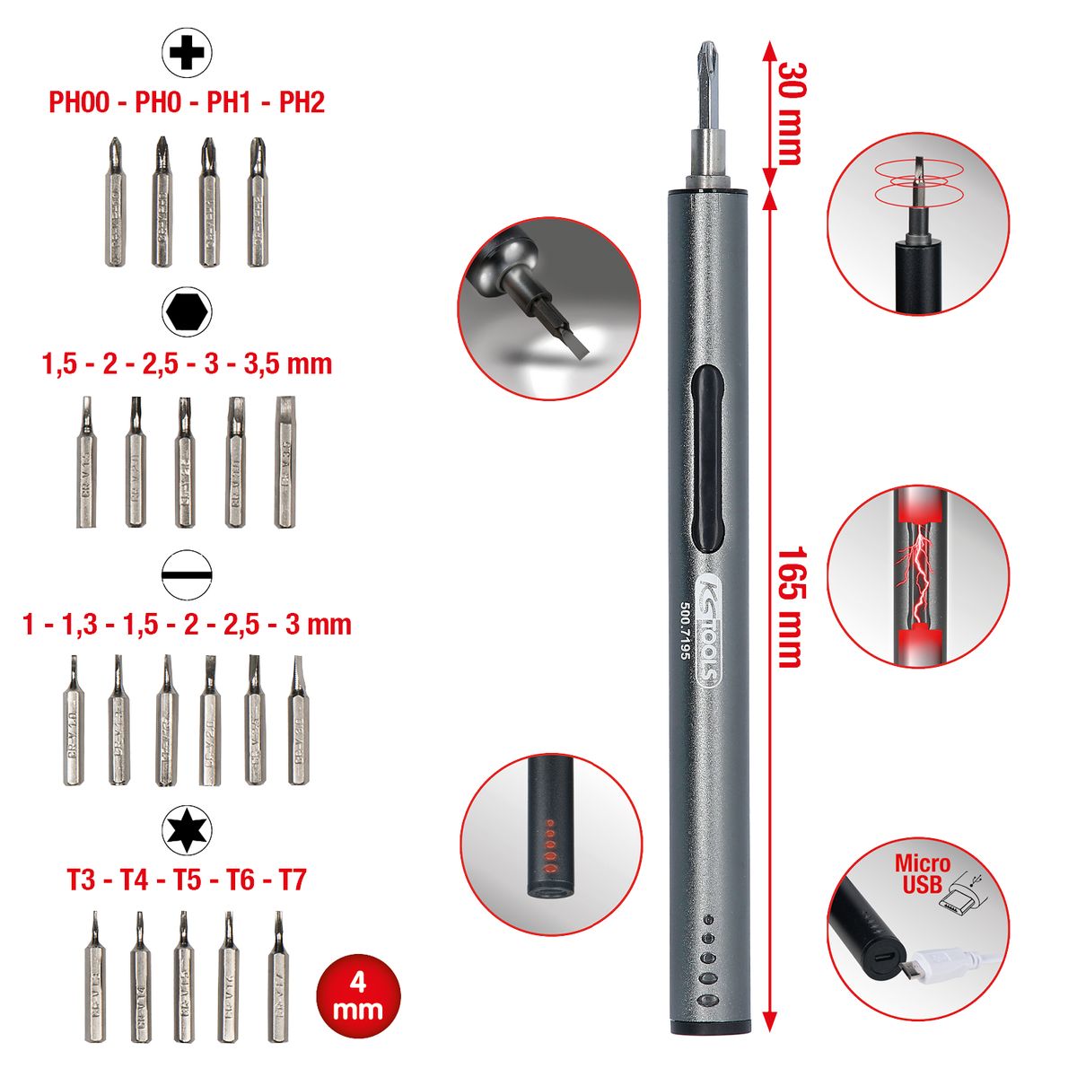 KS TOOLS Feinmechanik-USB-Akku-Schraubendreher ( 500.7195 ) - Toolbrothers