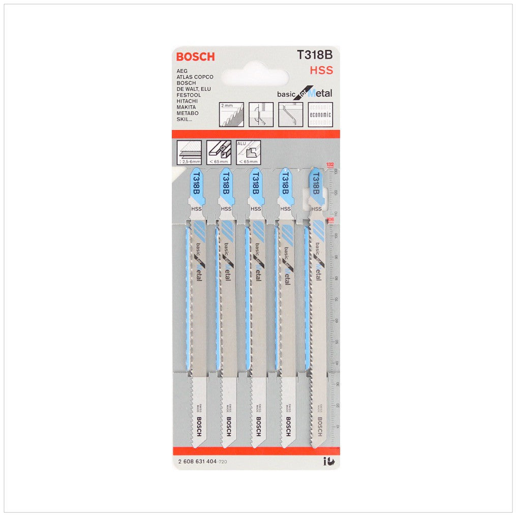 Bosch T 318 B Stichsägeblätter Basic for Metal 5 Stk. 132 mm ( 2608631404 ) - Toolbrothers