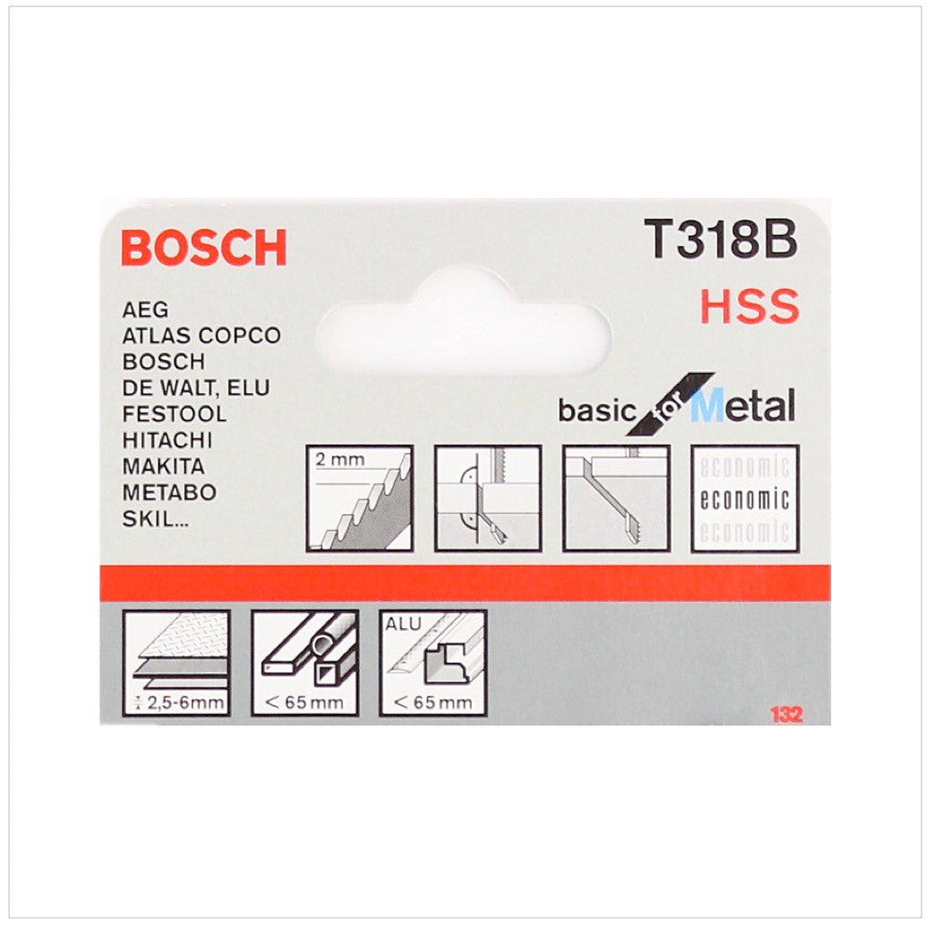 Bosch T 318 B Stichsägeblätter Basic for Metal 5 Stk. 132 mm ( 2608631404 ) - Toolbrothers