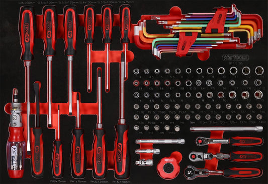 KS TOOLS 1/4'' Steckschlüssel- / und Schraubendreher-Satz in Schaumstoffeinlage, 105-tlg ( 811.0105 )