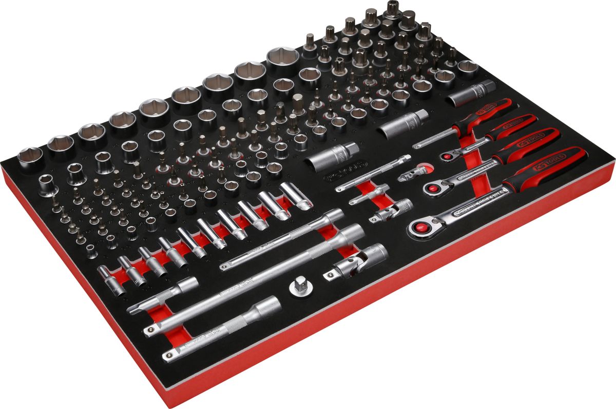 KS TOOLS 1/4'' + 3/8'' + 1/2'' Steckschlüssel-Satz in Schaumstoffeinlage, 139-tlg ( 811.0139 ) - Toolbrothers