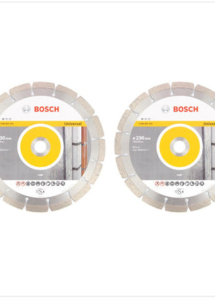 Bosch Standard Universal Diamant Trennscheibe 230 mm 2 Stk. ( 2x 2608615065 ) Beton Aufnahme 22,23 mm - Toolbrothers