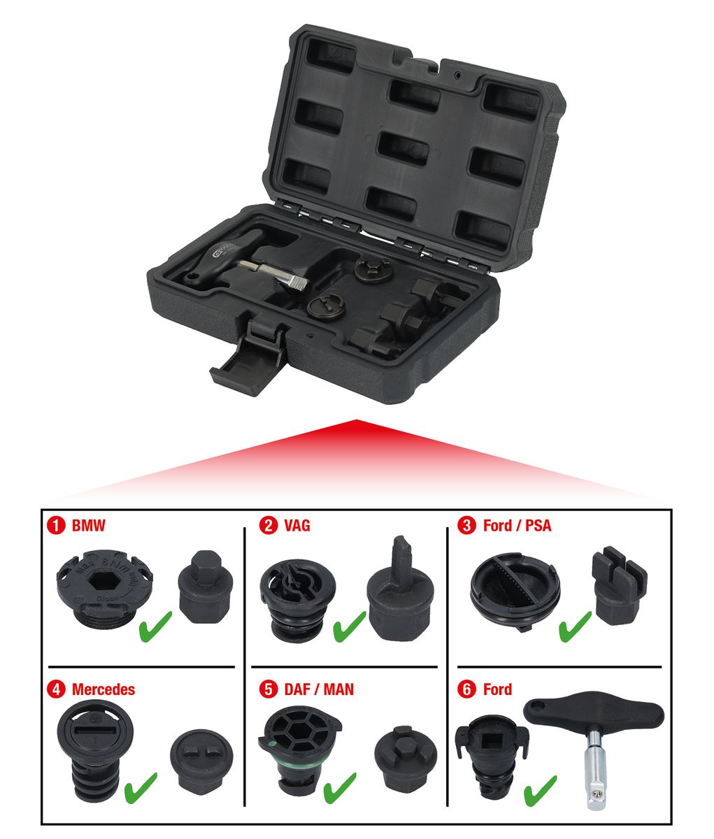 KS TOOLS 3/8" Öldienst-Spezialprofil-Satz für Kunststoff-Ölablassschrauben, 6-tlg ( 150.1030 ) - Toolbrothers