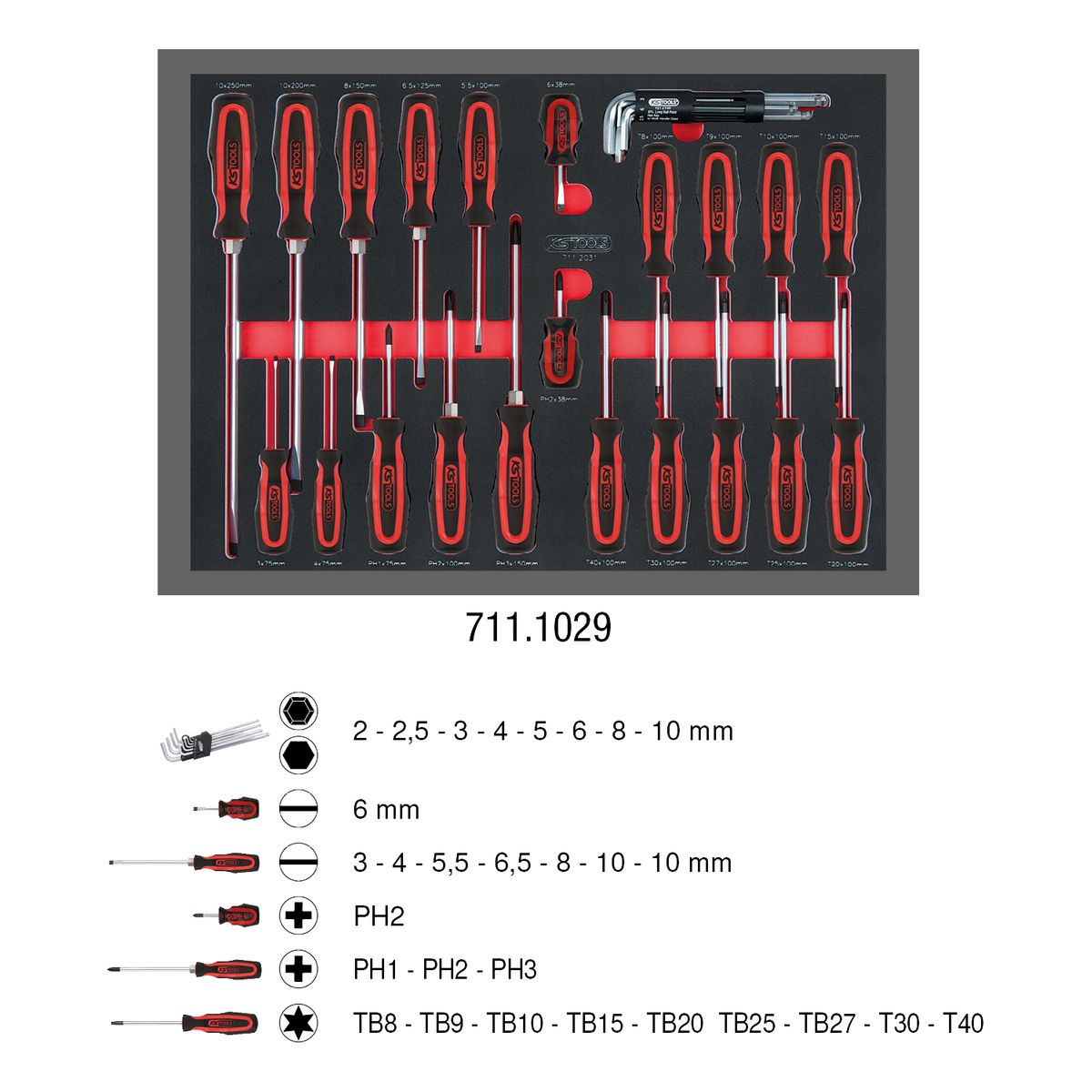 KS TOOLS SCS Schraubendreher-Satz, 29-tlg in 1/1 Systemeinlage ( 711.1029 ) - Toolbrothers