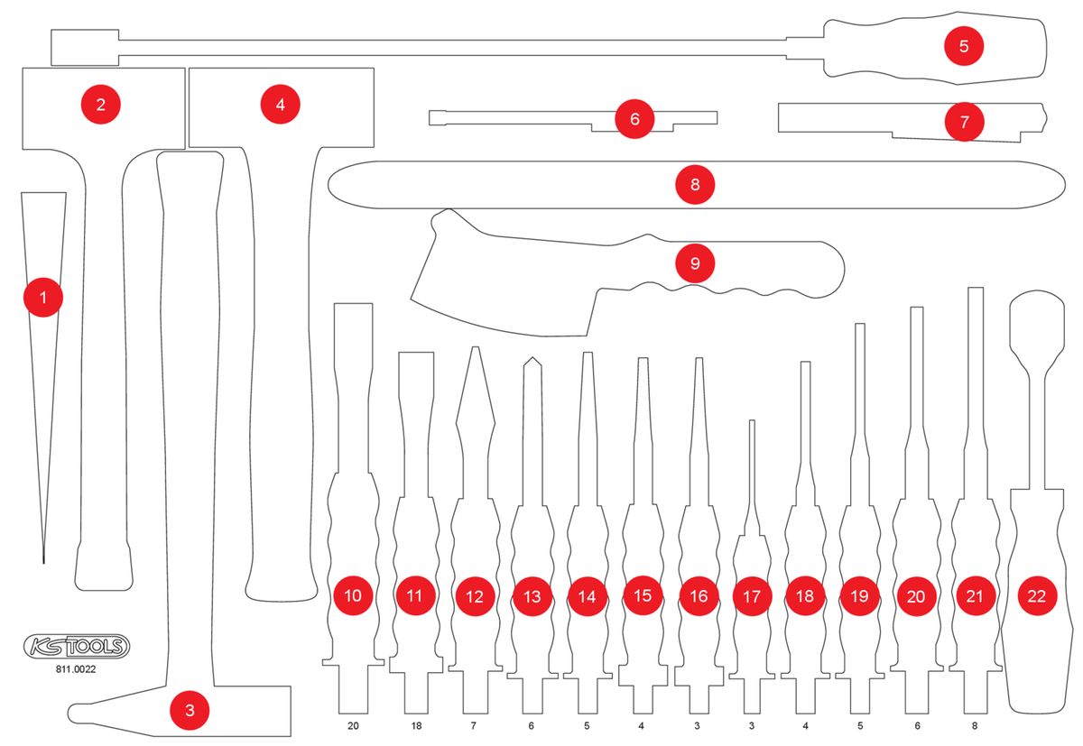 KS TOOLS Leere Schaumstoffeinlage zu 811.0022 ( 811.0022-97 ) - Toolbrothers