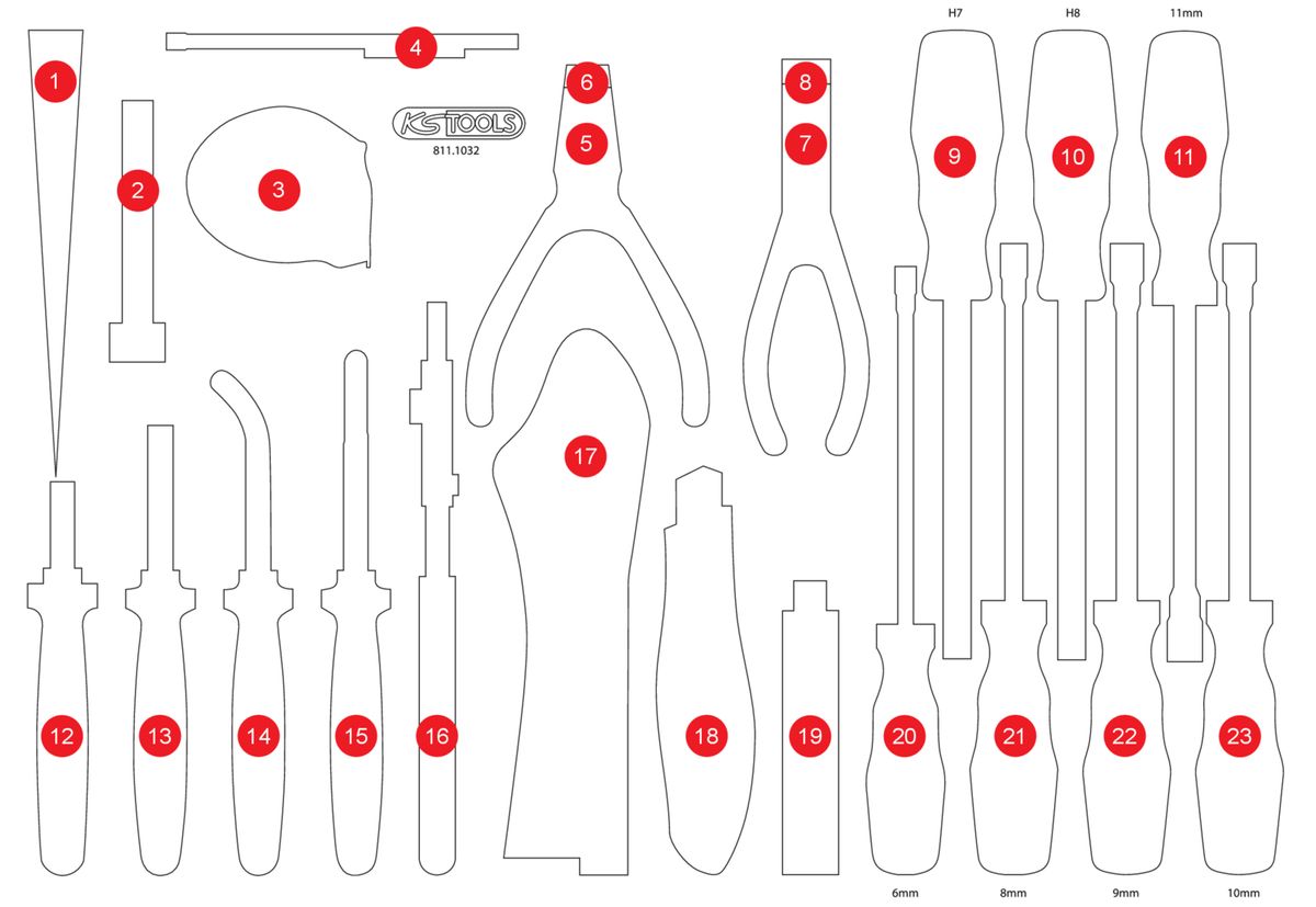 KS TOOLS Insert en mousse vide pour 811.1032 (811.1032-97)