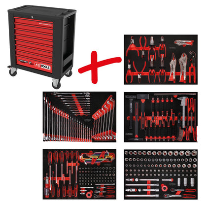 KS TOOLS Performanceplus set de dessertes d'atelier P15 avec 279 outils pour 5 tiroirs (815.5279)