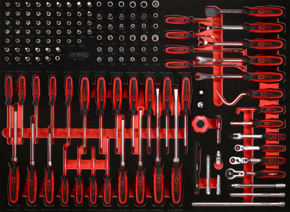 KS TOOLS Jeu de clés à douille et tournevis 1/4'' dans insert en mousse, 142 pièces ( 821.0142 )