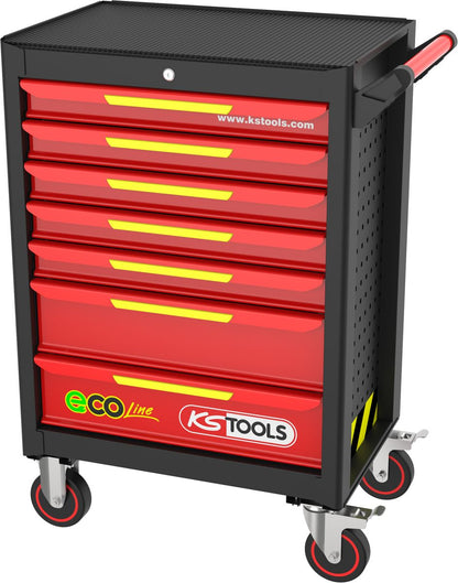 KS TOOLS ECOline Chariot d'atelier NOIR/ROUGE/JAUNE avec 7 tiroirs (897.1007)