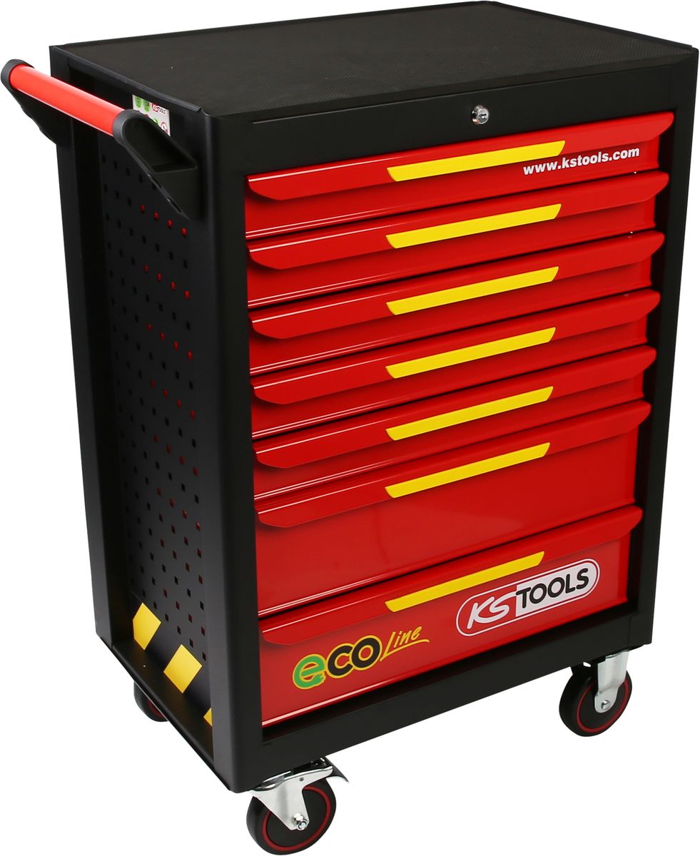 KS TOOLS ECOline Chariot d'atelier NOIR/ROUGE/JAUNE avec 7 tiroirs (897.1007)