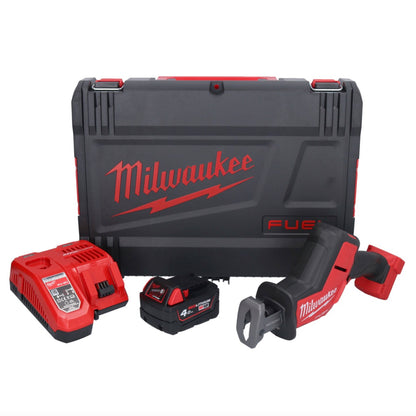 Scie sabre sur batterie Milwaukee M18 FHZ-401X 18 V 22 mm brushless + 1x batterie 4,0 Ah + chargeur + boîtier HD