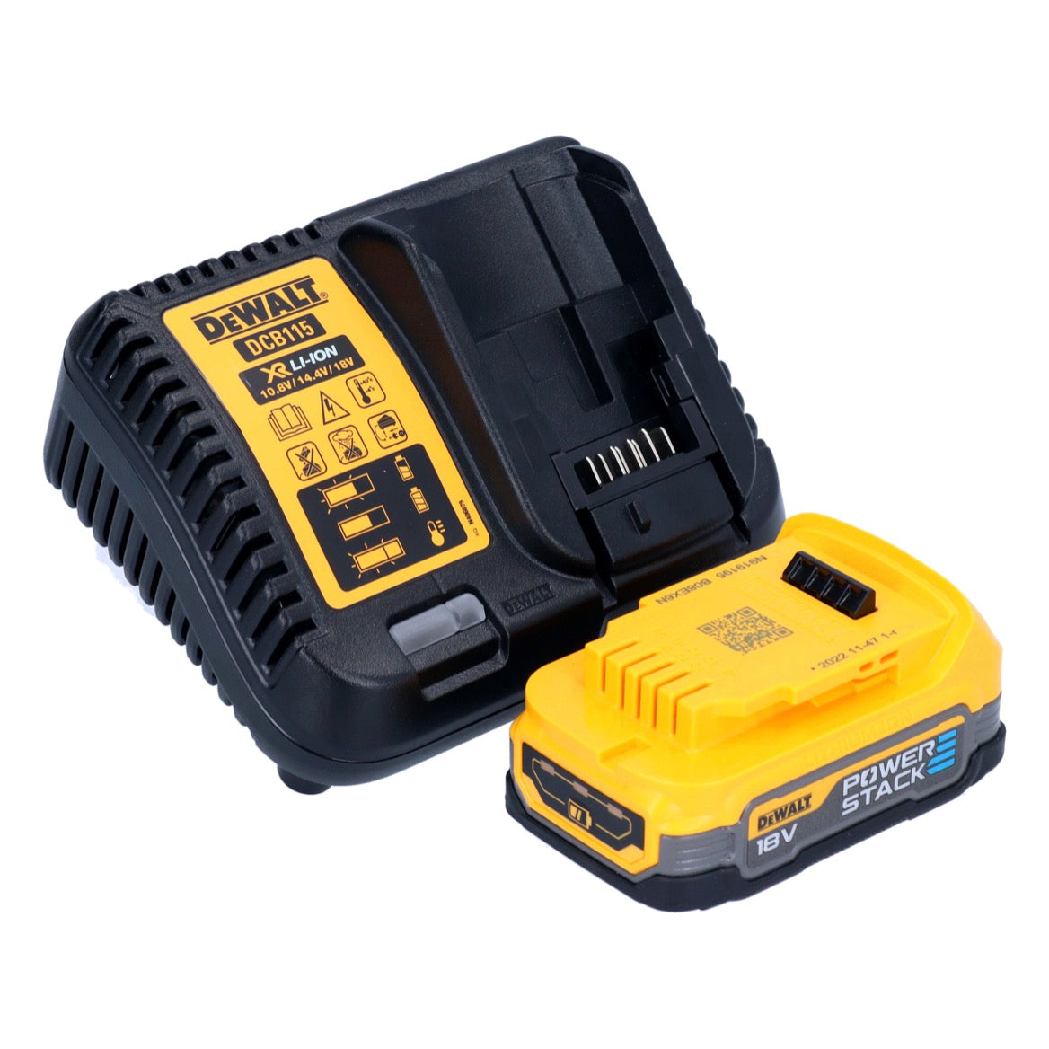 DeWalt Akku Starter Set 18 V DCB 115 E1 1x Powerstack Akku 1,7 Ah + DCB 115 XR Ladegerät - Toolbrothers