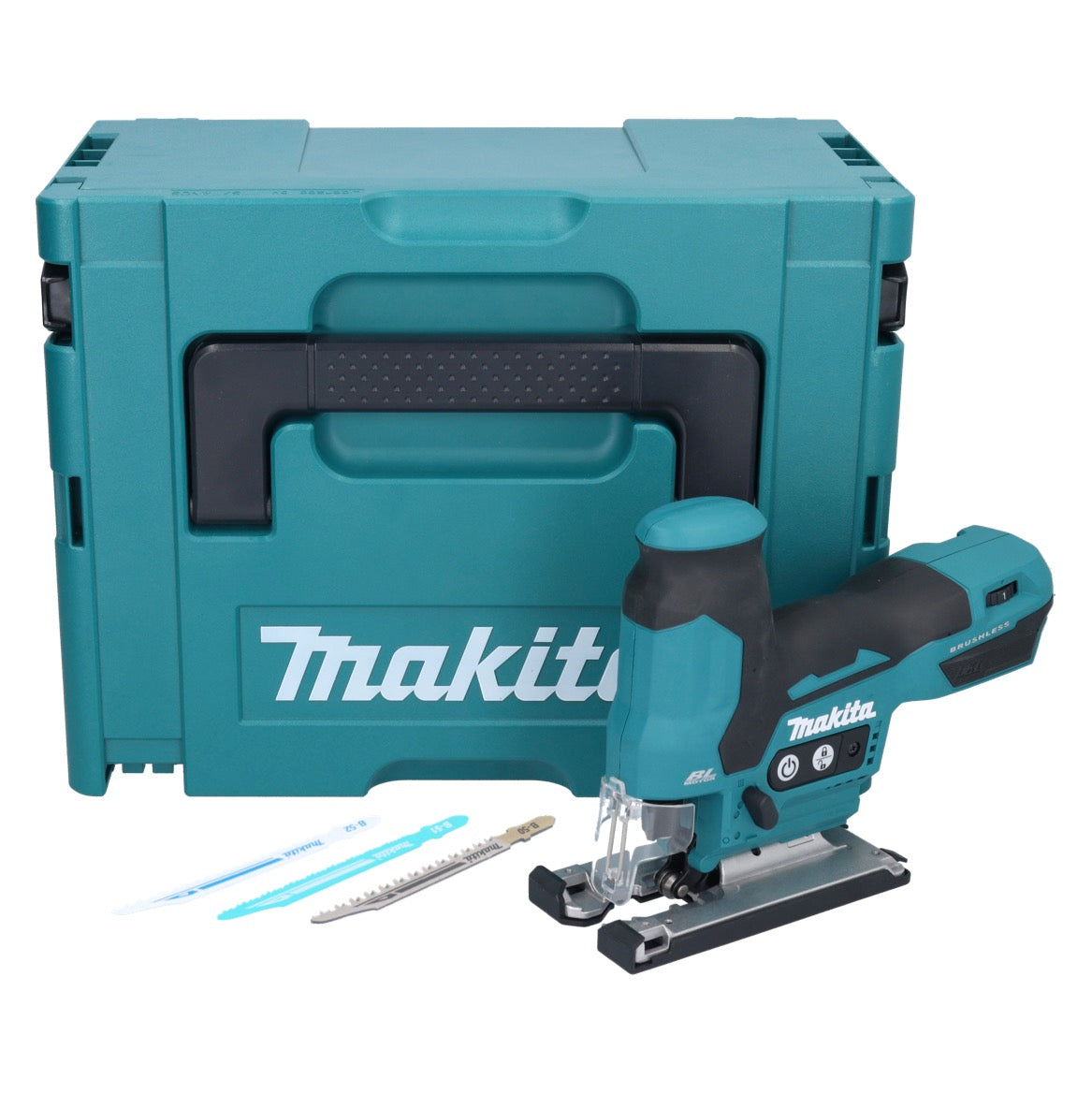 Makita DJV 185 ZJ Akku Pendelhubstichsäge 18 V Brushless + 3 tlg. Stichsägeblatt Set + Makpac - ohne Akku, ohne Ladegerät - Toolbrothers