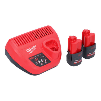 Milwaukee M12 FHIR38LR-252 cliquet à batterie rapide long 12 V 47 Nm 3/8" + 2x batterie 2,5 Ah + chargeur