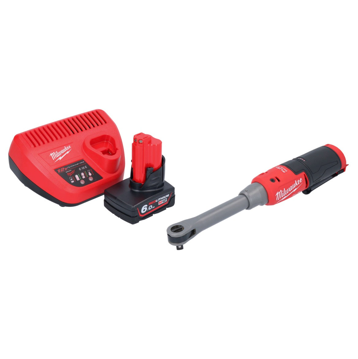 Milwaukee M12 FHIR38LR-601 cliquet à batterie rapide long 12 V 47 Nm 3/8" + 1x batterie 6,0 Ah + chargeur