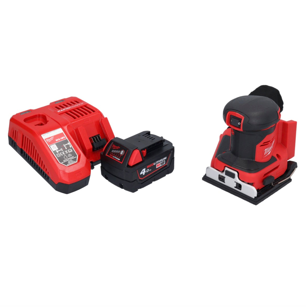 Ponceuse orbitale à batterie Milwaukee M18 BQSS-401 18 V 113 x 104 mm sans balai + 1x batterie 4,0 Ah + chargeur