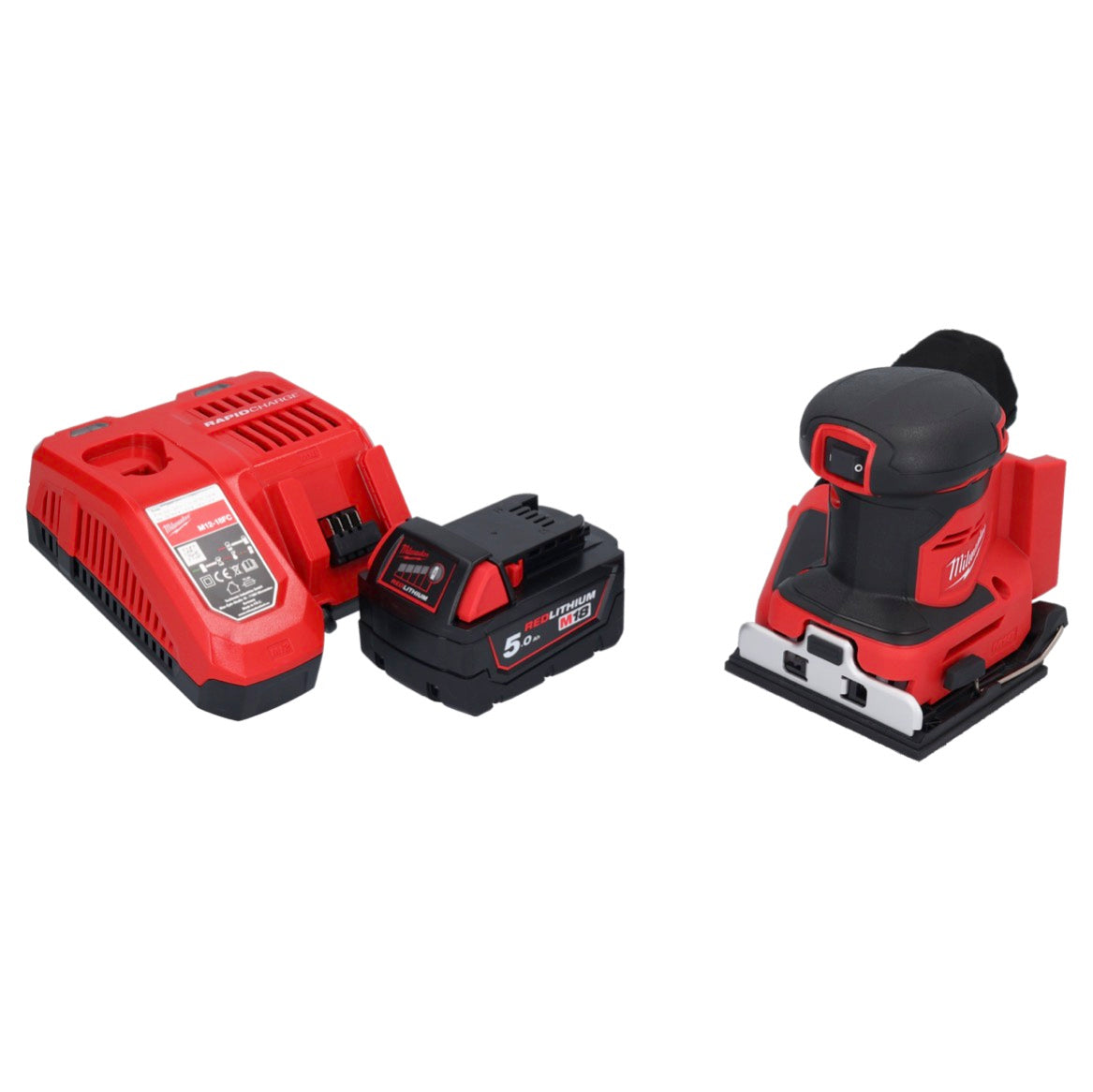 Milwaukee M18 BQSS-501 Akku Schwingschleifer 18 V 113 x 104 mm Brushless + 1x Akku 5,0 Ah + Ladegerät - Toolbrothers