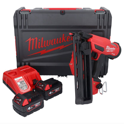 Cloueur à batterie Milwaukee M18 FN16GA-402X 18 V 32 - 64 mm sans balais + 2x batteries 4,0 Ah + chargeur + boîtier HD