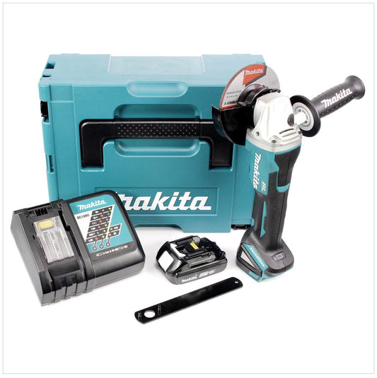 Makita DGA 505 RY1J Akku Winkelschleifer 18 V 125mm Brushless + 1x Akku 1,5Ah + Ladegerät + Makpac - Toolbrothers