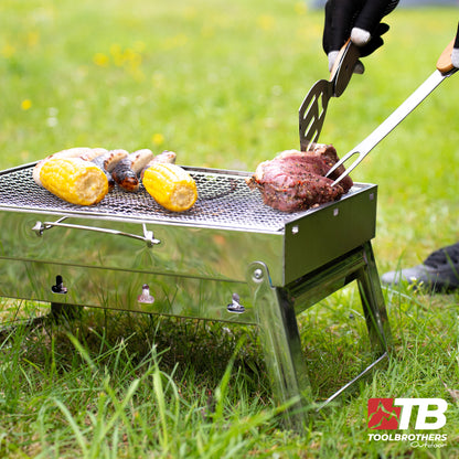 Toolbrothers Outdoor Multitool Grill, couverts de barbecue en acier inoxydable avec fourchette, cuillère à grill, brosse à viande, décapsuleur et tire-bouchon 5 pièces