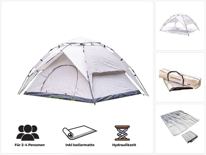 Toolbrothers  Outdoor  Camping Zelt für 2-4 Personen Kuppelzelt Hydraulikzelt Pop-Up zelt  Wasserdicht, 2000 mm Wassersäule + Isoliermatte