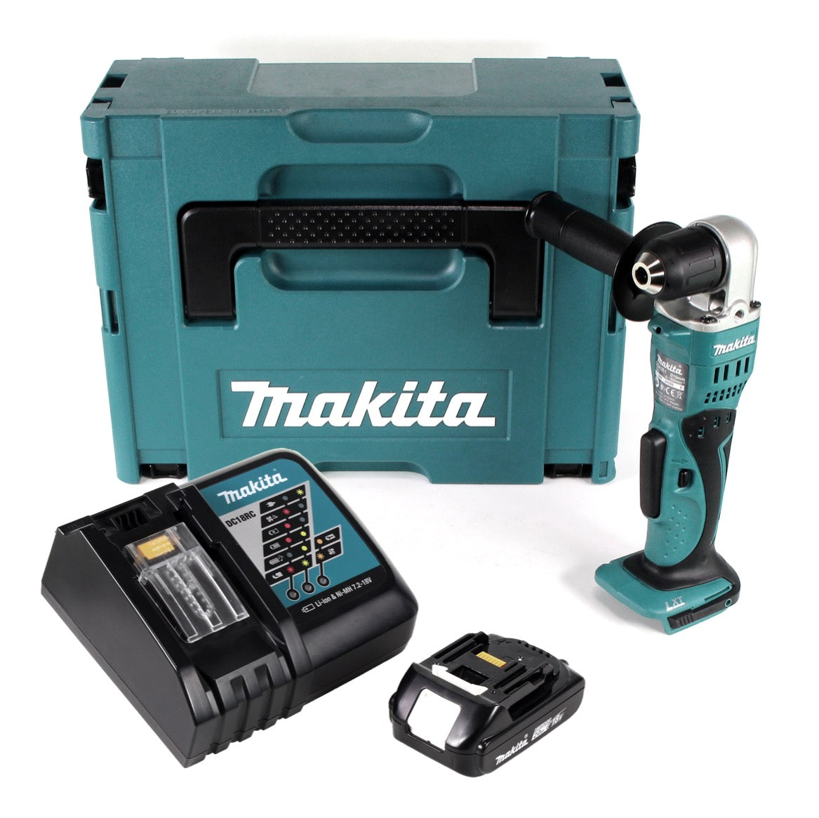 Makita DDA 351 RA1J Akku Winkelbohrmaschine 18 V 13,5 Nm + 1x Akku 2,0 Ah + Ladegerät + Makpac - Toolbrothers