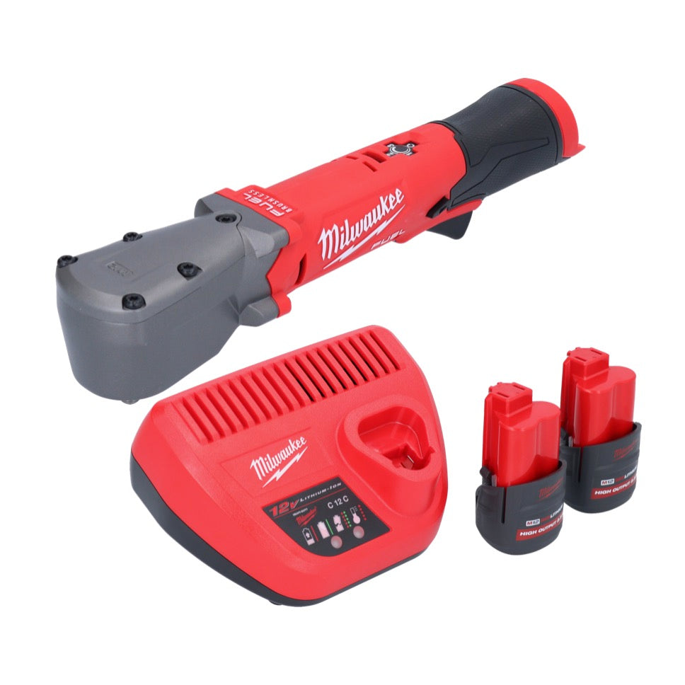 Clé à chocs angulaire sur batterie Milwaukee M12 FRAIWF38-252 12 V 3/4" 270 Nm sans balai + 2x batterie 2,5 Ah + chargeur