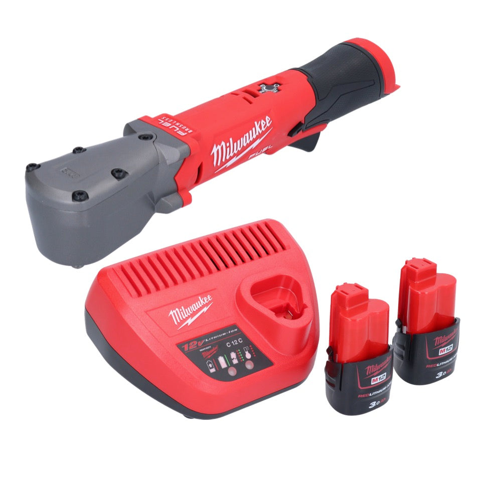 Clé à chocs angulaire sur batterie Milwaukee M12 FRAIWF38-302 12 V 3/4" 270 Nm sans balai + 2x batteries 3,0 Ah + chargeur