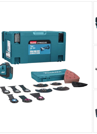 Makita DTM 52 ZJX2 outil multifonction sur batterie 18 V Starlock Max Brushless + jeu d'accessoires 43 pièces + Makpac - sans batterie, sans chargeur