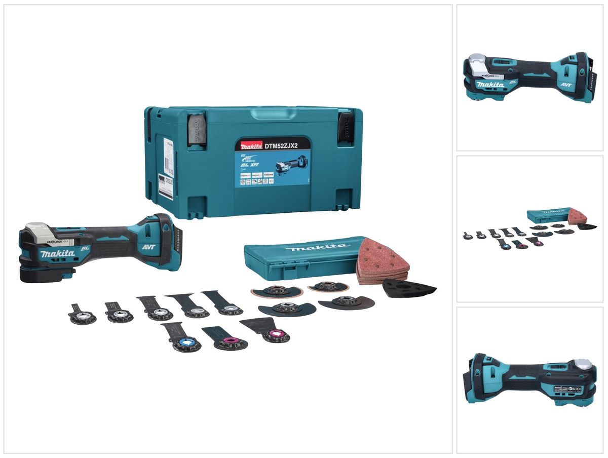 Makita DTM 52 ZJX2 outil multifonction sur batterie 18 V Starlock Max Brushless + jeu d'accessoires 43 pièces + Makpac - sans batterie, sans chargeur