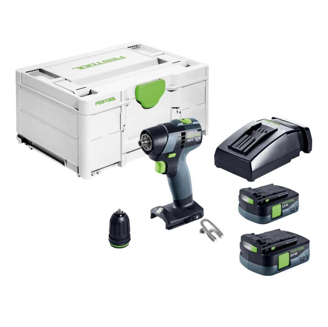 Festool TXS 12 2.5-Plus perceuse-visseuse sans fil 12 V 30 Nm sans balais (576873) + 2x batteries 2,5 Ah + chargeur + systainer